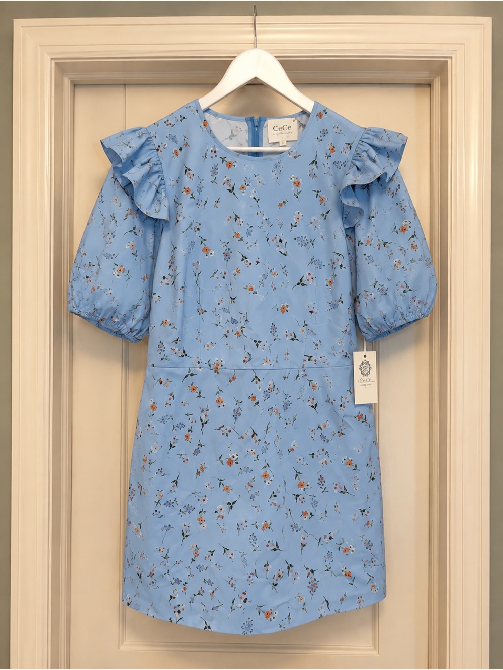Hyacinth House via Tuckernuck Light Blue Floral Puff-Sleeve Romper